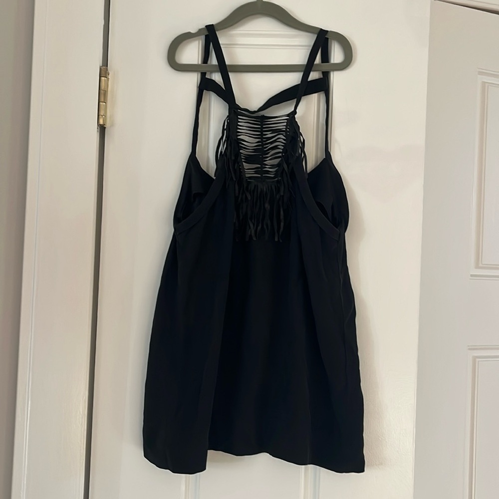 MAJE fringe long silk tank black Medium EU38/ maje size 2